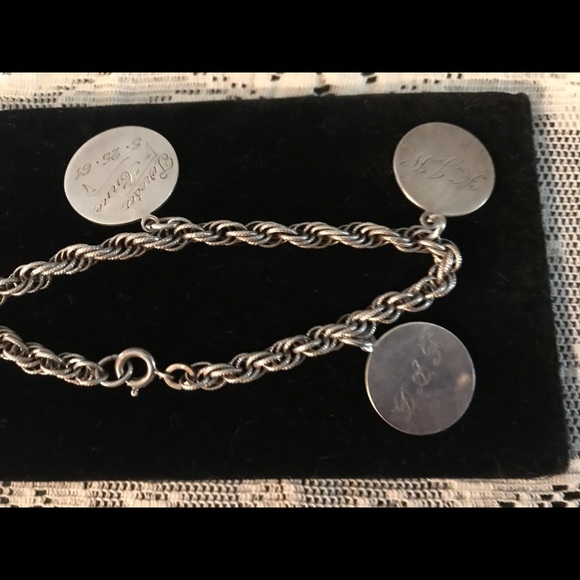VINTAGE STERLING 925 CHARM BRACELET LOVE TOKENS